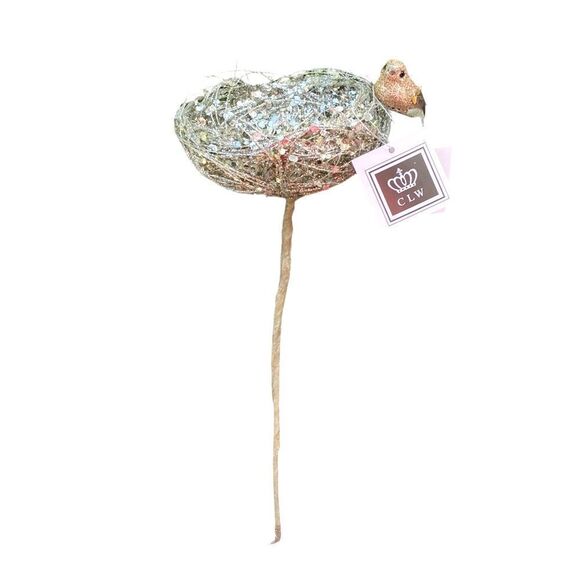 NWT New CLW Catherine Lillywhite's Silver Iridescent Decorative Accent Bird Nest - Picture 8 of 12